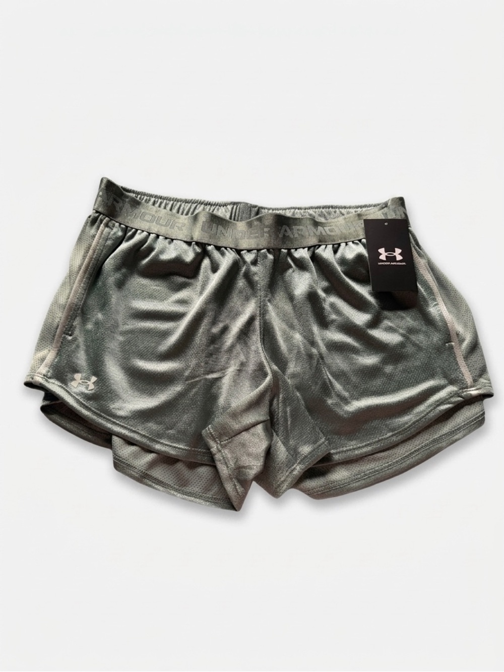 Under Armour Tech Play Up Shine Shorts Silica Green Women’s M NWT